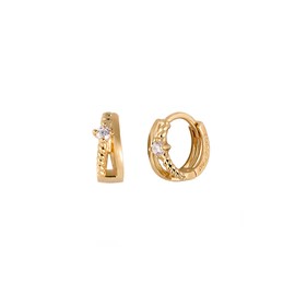 Gold&Deer 14K GF Twist Duo One-Touch Ring Earrings Yellow Gold / 골드앤디어 14K GF 트위스트 듀오 원터치 링 귀걸이 옐로우골드