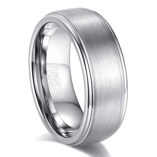 083BASE Tungsten Carbide Ring - Silver and Black, 6mm/8mm Width,