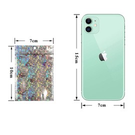 ADQUATOR 50 Pieces Star Mylar Ziplock Bags, 7 x 10 cm, Food Safe Bags, Recyclable Plastic Bags for Kitchen, Jewellery, Painting and Candy (50 Pieces, 7 x 10 cm)