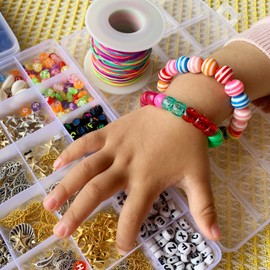 Stretchy Bracelet String Elastic 0.8mm, QBJAYTY Elastic String Thread Cord for Bracelet Making, 3-Color Stretch Beading Thread for Pony Letter Kandi Clay Beads, Black White Rainbow String