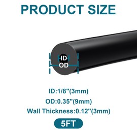 SDZONGES Vacuum Hose Automotive, 1/8"(3mm) ID Vacuum Hose, 5FT Vacuum Lines Automotive, 130PSI Max Pressure Silicone Vacuum Hose, Vacuum Tube Black.