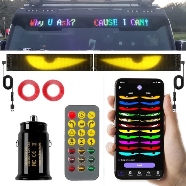 GOODFITMENT 2PCS 23.4" Truck Windshield Demon LED Eyes Light Soft