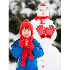 Sumind 12 Pairs Winter Knitted Stretch Grip Gloves Anti Slip Knit Warm Gloves for Children