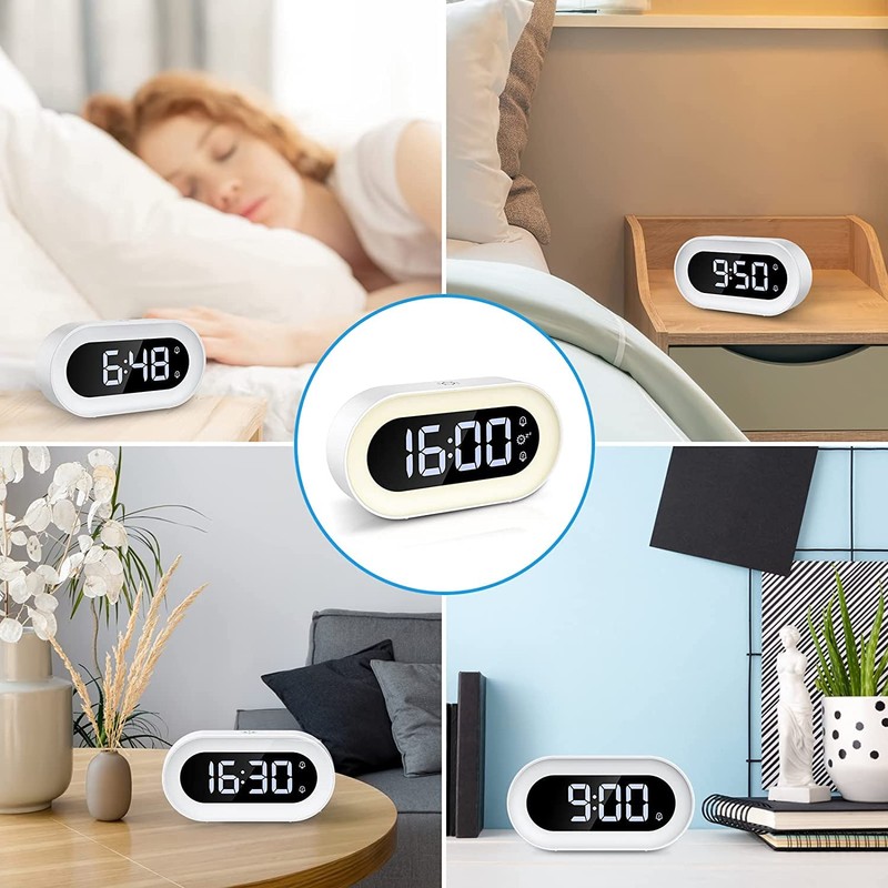 Newest Digital LED Alarm Clock with Smart Night Light, Electronic
