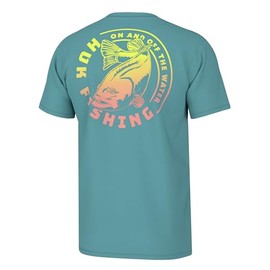 HUK Men's Standard Fishing Graphic Tee, Performance Short Sleeve, Quick-Dry, Electric Bass-Marine Blue