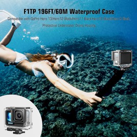F1TP Waterproof Case for Go Pro Hero 13 12 11 10 9 Black Underwater Diving Housing Protective Case with Action Camera Accessories