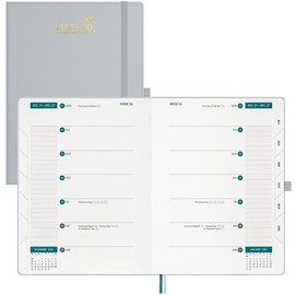 BEZEND Weekly Planner 2025-2026 with 2 Columns, 8.5" x 11" Academic Agenda 18 Months (Jul 25-Dec 26) Life Work Appointment Book with Monthly Tab, PU Leather Hardcover - Dutch Blue