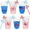 48 Sets 4th of July Drink Pouches with Straws Patriotic