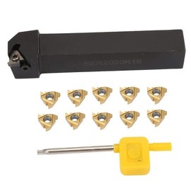 Lathe Tool Holder Boring Bars & Inserts Kit, Metric 20mm x20mm Square Shank SER2020K16 CNC Boring Bar + 10 Pcs 16ER Indexable Carbide Blade w/T-15 Wrench, Right-Hand