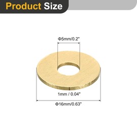 uxcell M5 Flat Washer, 20 Pcs Brass Ring Flat Washers 16mm OD 1mm Thick Metal Sealing Gasket Ring for Screws Bolts Nuts