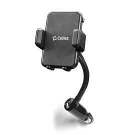 Generic Cellet Smartphone Mount/Holder with Built-In 10W/2.1A USB Charging Port - Black