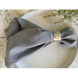 Linen Napkins –100% French Flax – Stonewashed Pure Linen Cloth Napkins - Size 45 cm x 45 cm – Set of 4 (Mid Grey)