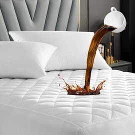 Family Bedding Single Bed Quilted Fitted Mattress Pad - Waterproof Mattress Cover - Mattress Topper - Mattress Protector Extra Deep - (Single Bed, 90x190 cm).