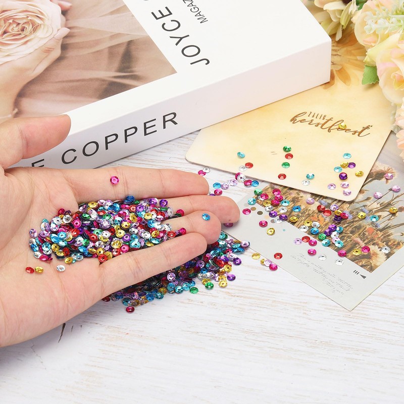 MECCANIXITY Loose Sequins 4MM Silver Backed Sequins 3000Pcs Cup Sequins