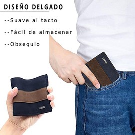 TUQI Cartera Hombre Minimalista - Billetera para Caballero con Ventana DNI, Monedero y Organizador de Tarjetas Carteras Elegantes con Portamonedas Regalos Masculinos de Lujo (Azul Marino)
