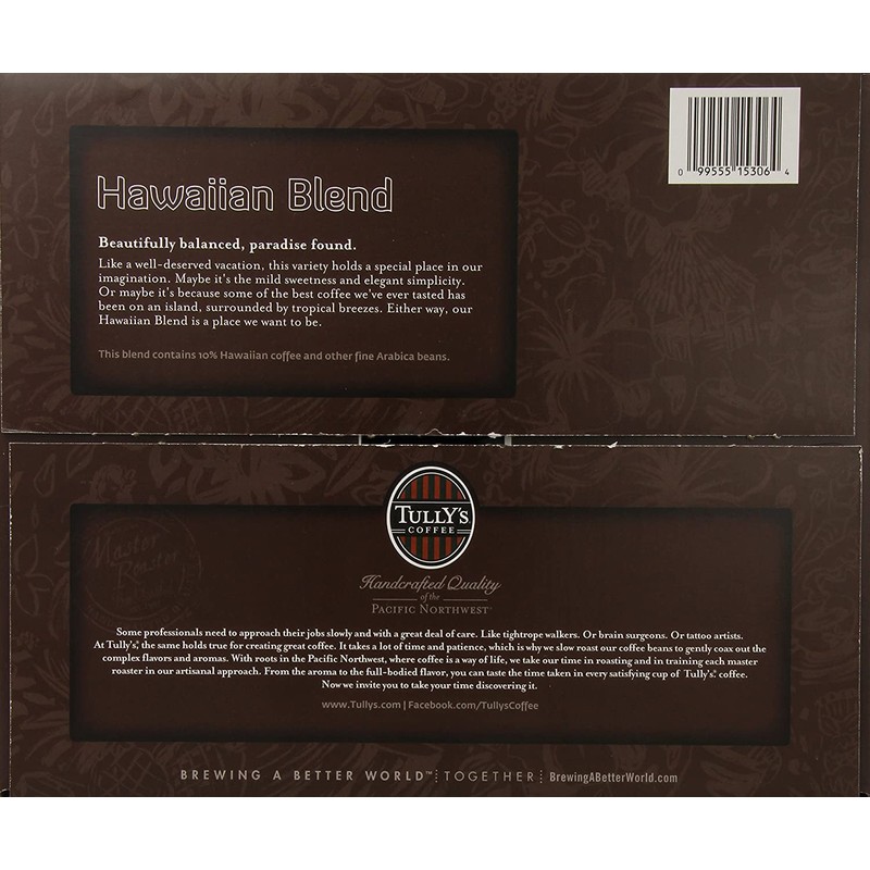 Tully's Coffee Hawaiian Blend K-Cups, 80 Count