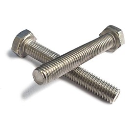 M10 x 1.25 Metric Fine Thread Hex Head Bolts, DIN 961, A2 Stainless Steel, 5-Pack (20mm)