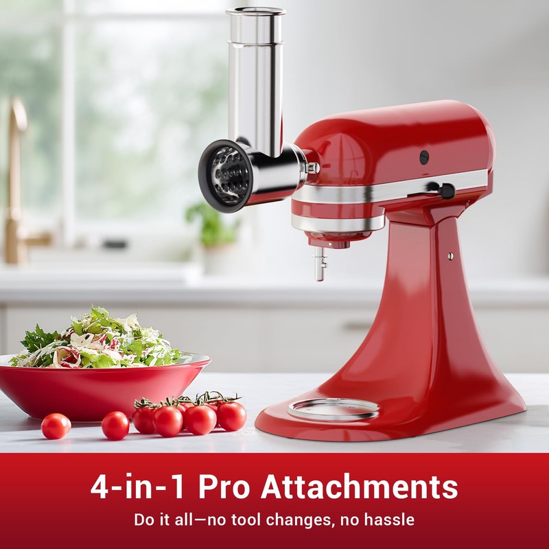 Stainless Steel Slicer Shredder Attachment for KitchenAid Stand Mixers, Cheese