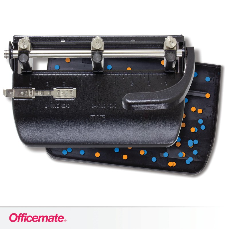 Officemate Heavy Duty Adjustable 2-3 Hole Punch with Lever Handle,
