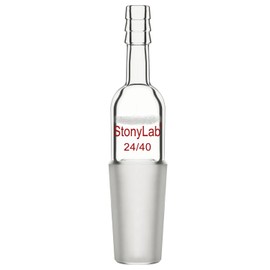 stonylab Vacuum Adapter, Borosilicate Glass Straight Vacuum Adapter with G1 Type Frit, 24/40 Ground Joint and 10mm Hose Connection Lab Glass Adapter