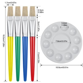 Paint Brushes 4 Pcs Flat-Tipped Painting Brushes Set with 2 Pcs Painting Palette Colorful Art Paint Brushes for Acrylic Oil Watercolor Gouache Painting