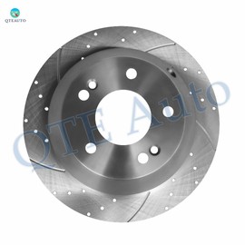 PM Auto Set of 6 Rear 302mm Drilled Slotted Brake Disc Rotors-Ceramic Brake Pad Kit Replacement For 2013-2016 Hyundai Santa Fe Sport