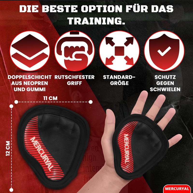 MERCURYAL Pack of 2 Fitness Grip Pads, Grip Pads for