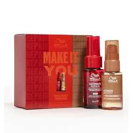Wella Professionals Ultimate Repair x Smooth Duo Gift Set - Miracle Hair Rescue & Oil Serum - Repairing & Smoothening Hair Care Gift Set with Squalane, AHA & Omega-9 (30ml + 30ml)