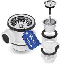 VIOKS Strainer Basket Valve 70 mm with 1 Inch Drain Fitting Sink with Overflow Connection - Strainer Basket Valve Kitchen Sink, Sink Drain Fitting Kitchen