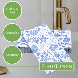 SimuLinen Paper Towels - Hand Towels for Bathroom - Decorative Tropical Leaves Design –- Cloth-Like, Linen-Feel for Guest Bathroom Essentials, Size: 12x17” (Pack of 100) Made in USA