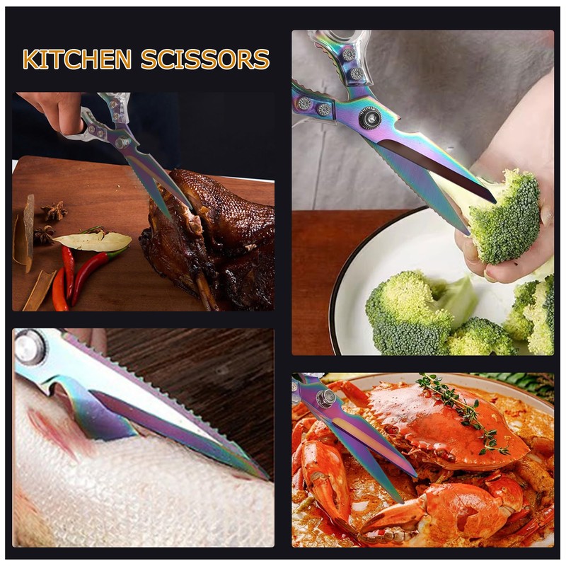 AWinjoy Kitchen Scissors, Heavy Duty Sharp Kitchen Shears Dishwasher Safe,