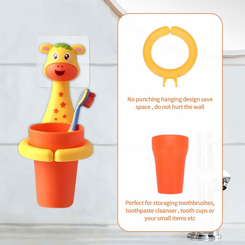 SooGree Kids Toothbrushes Holder Animal Tooth Cup Holder Wall Mounted