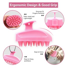 Generic SoPretti Pink Scalp Massage Brush Shampoo Scalp Massager - Hair Shampoo Brush Hair Scrubber for Scalp - Scalp Brush for Dandruff Removal