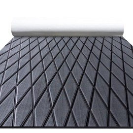 FOCEAN Boat Flooring EVA Foam Boat Decking Marine Mat Non-Slip Self-Adhesive Flooring Sheet for Motorboat Kayak Surfboard Garden Swimming Pools, 94.5''x 47.2'', Dark Grey with Black Lines