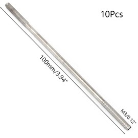 TOP-VIGOR 10Pcs Double End Threaded Stud Screw Bolt, M3x100mm 304 Stainless Steel Rod Bolts Thread Reducer Adapter, Adjustable Push Rod Stud for Furniture Hardware Machinery Maintenance and Fixes
