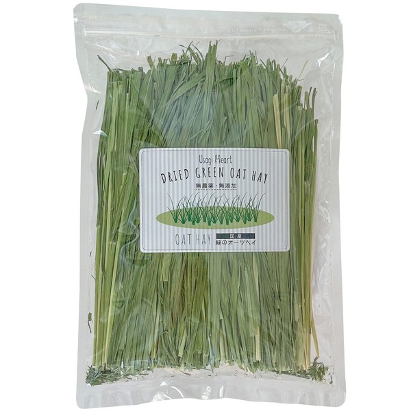 Usagi Heart Rabbit's Cheeks Green Dried Oat Hay, Straight, 2.5