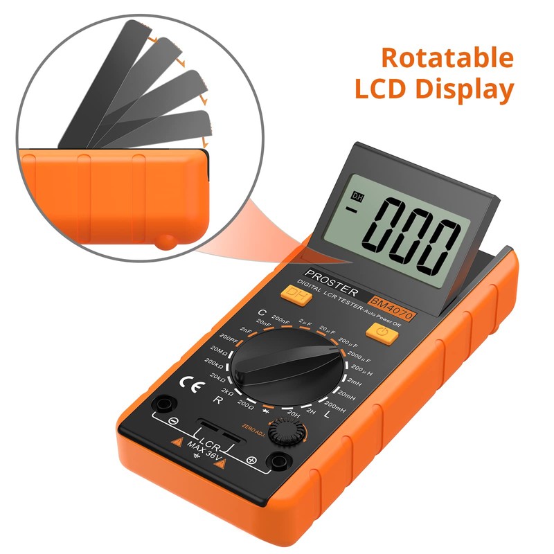 Proster LCR Meter, Capacitive Tester, Inductance, Resistance Measurement, Large LCD