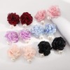 XIAOMOJEW Large Flower Earrings for Women Silk Flower Pearl Dangle