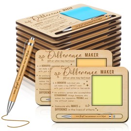 20 Set Difference Maker 2026 Graduation Appreciation Gifts Bulk for Employee Coworkers Wooden Sticky Note Holder Set Thank You Gifts for Graduation Teachers Nurse Friends