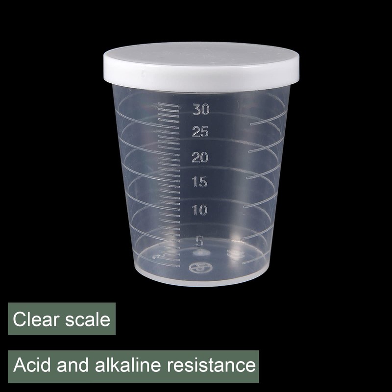 YOKIVE 10pcs Plastic Beaker Laboratory Liquid Measuring Cups with Lids