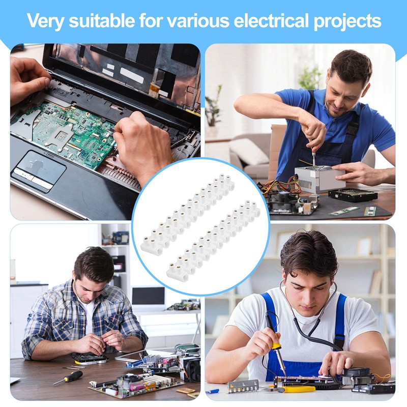 2PCS Clear Electrical Connector Blocks 12 Way 30A Chock Blocks