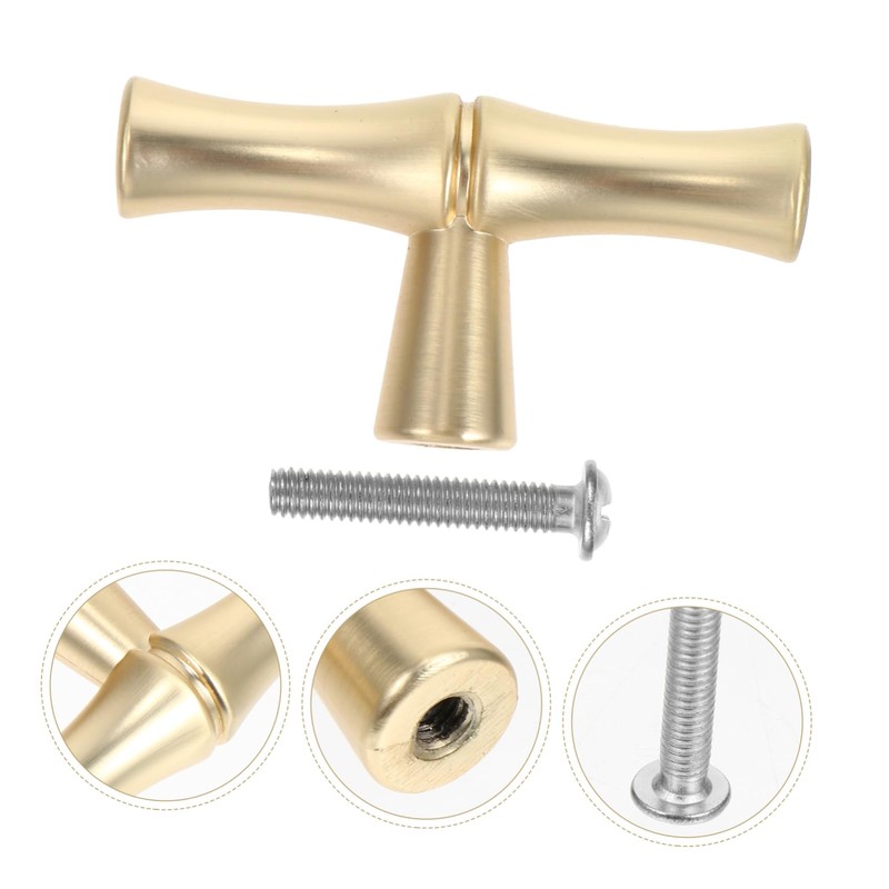 Angoily 2pcs Bamboo Handles Simple Pull Ring Drawer Knob Furniture