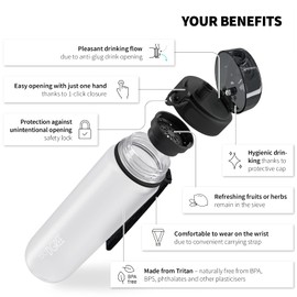 720°DGREE Water Bottle Kids 350ml “uberBottle“ softTouch +Sieve - BPA-Free Tritan, Leakproof, Reusable Drinking Bottle - Waterbottle for Children from 2 Years, Kindergarten, School, Playground, Sport