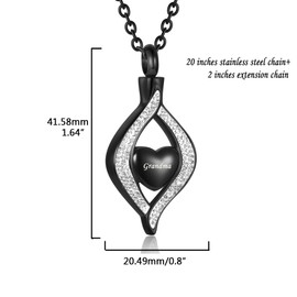 OutstandLong Teardrop Grandpa Heart Cremation Urn Necklace for Ashes Human Holder Memorial Keepsake Pendant Locket Jewelry