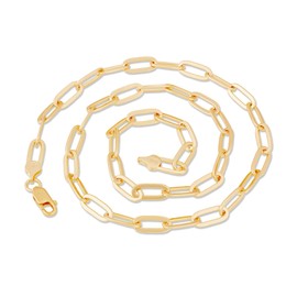 Waitsoul 925 Sterling Silver 14K Gold Paperclip Necklace for Women, Lobster Clasp Chain, 16 Inch, Unisex