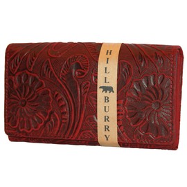 RFID XXL Wallet Leather Women Ladies Long Purse Purse Women Design (Collection, Red, Flowers), red, classic wallet