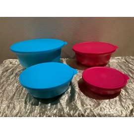 Tupperware New Tupperware Set of 4 Aloha Nesting Bowls with Lids in Beautiful Bright Colors