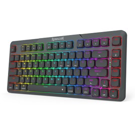 Redragon K706 PRO 75% Wireless Gasket RGB Gaming Keyboard, 3-Modes 82 Keys Compact Mechanical Keyboard w/Ultra Slim Board, Low-Profile Linear Red Switch and Dual Win/MAC System