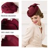 F FADVES British Style Pillbox Hat Retro Wool Fascinator Wedding