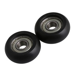 BQLZR 8x32x12mm Black Plastic Bearing Steel Ball Bearing Guide Pulley Roller Round Wheel Load 191KG for Door Window Pack of 4